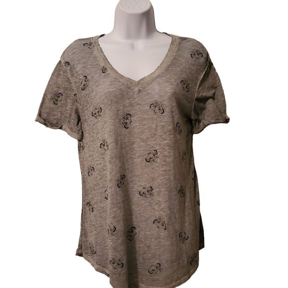 DISNEY Simba Head Gray Blue V-Neck Short Sleeve Burn Out Soft T-Shirt Size XS - Picture 2 of 5
